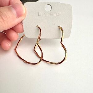Red Enamel Heart Hoop Earrings Gold (Mix & Match 2 for $15)
